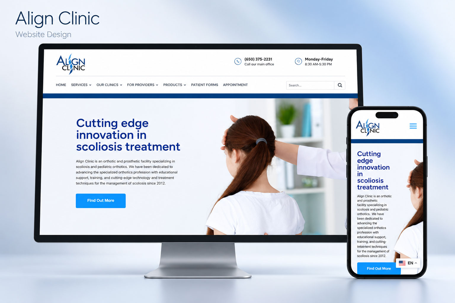 Align Clinic website design by JP Solutions, shown on desktop and mobile