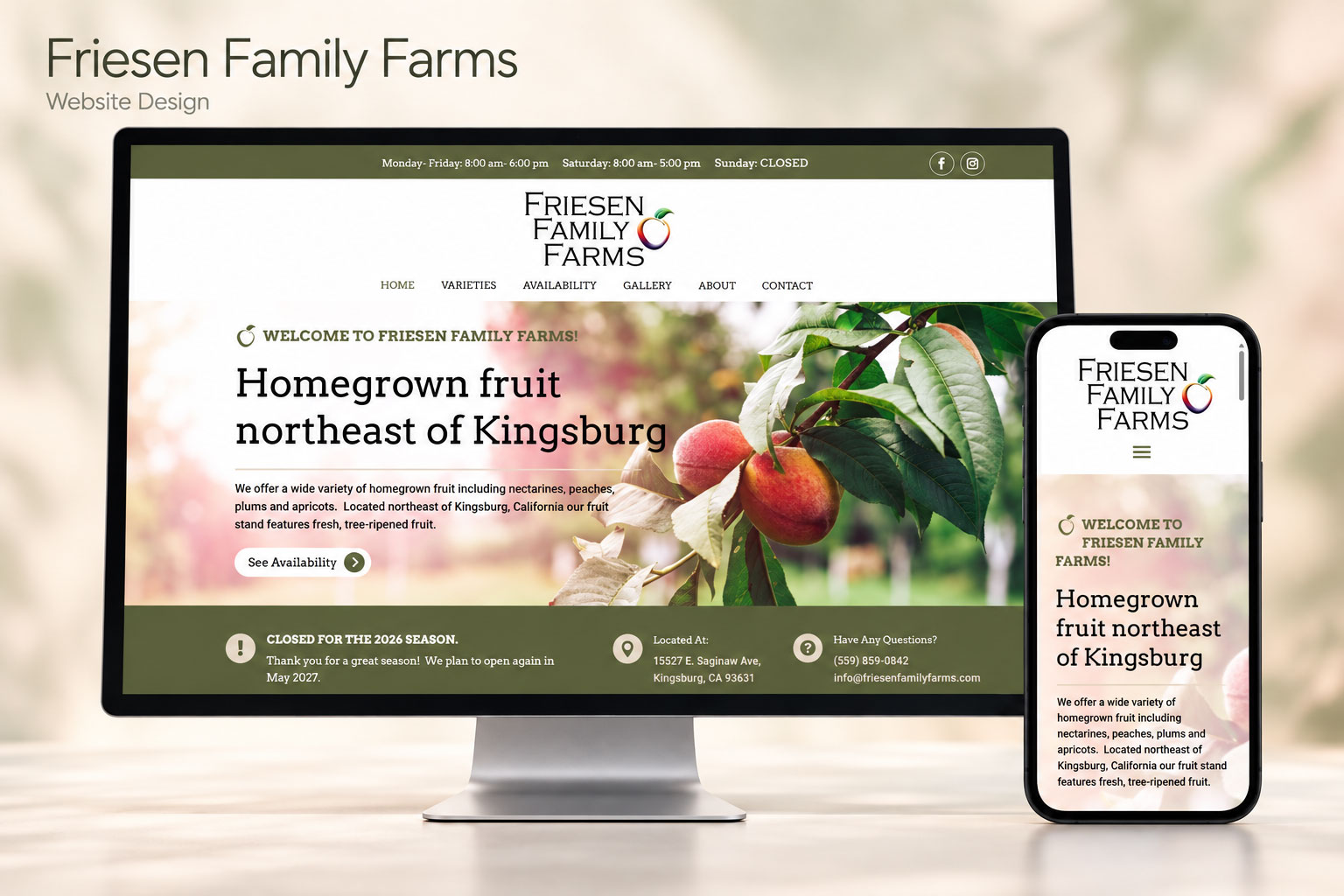 Friesen Family Farms website design by JP Solutions, shown on desktop and mobile